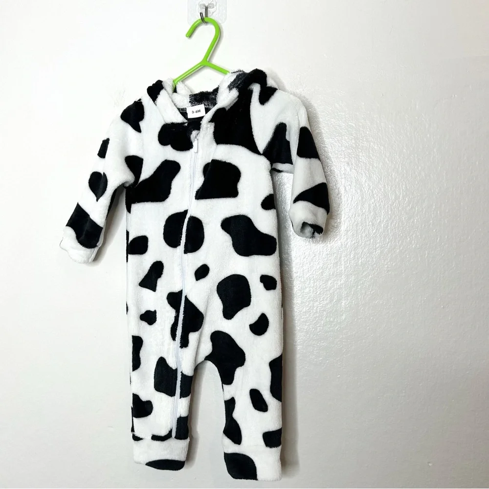 Matching Adult & Baby Cow Halloween Costume Fleece Onesie Adult‎ XS & 3-6 Months